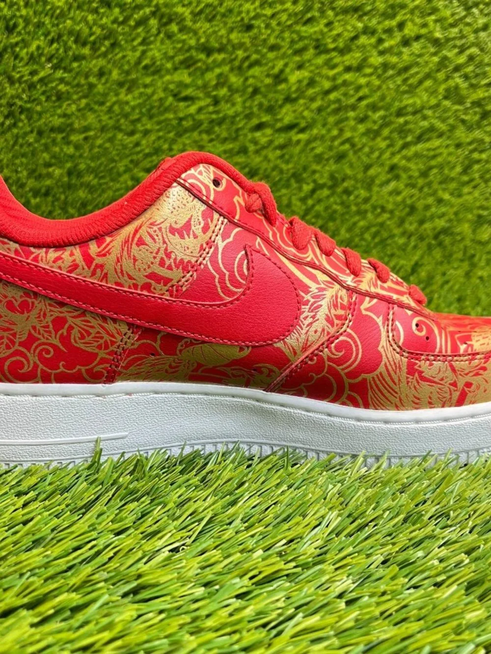 Nikeid Air Force 1 Chinese New Year Mens Size 7 Red Gold Athletic Shoes Sneakers - Picture 4 of 10